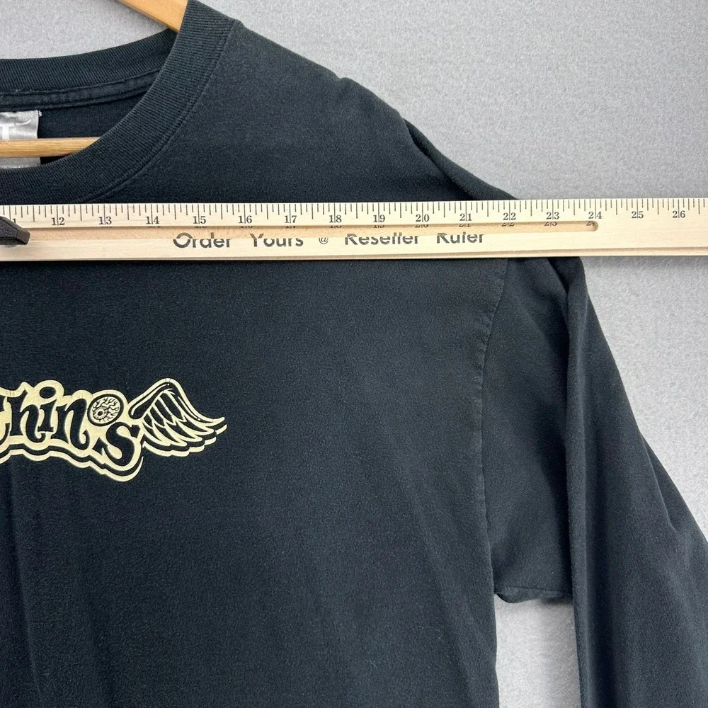 Y2K Los Chinos Black Long Sleeve T-Shirt Music Skeleton L/XL Double Sided VTG - Picture 5 of 7